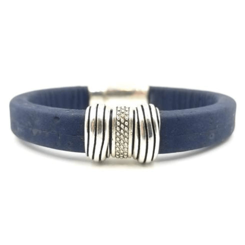Navy Striped Cork Bracelet